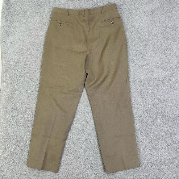 Reaction Kenneth Cole Dress Pants Men 36x30 Tan Houndstooth Pleated Slacks - Picture 5 of 10